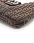 FENDI Zucca Shoulder Bag in Canvas Leather Brown