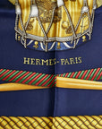 Hermes Carré 90 Tambour Drums Les TAMBOUR Sculpture Blue Karki Silk  Hermes