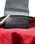 One-Shoulder Bag Handbag Black Silver Leather Ladies BVLGARI