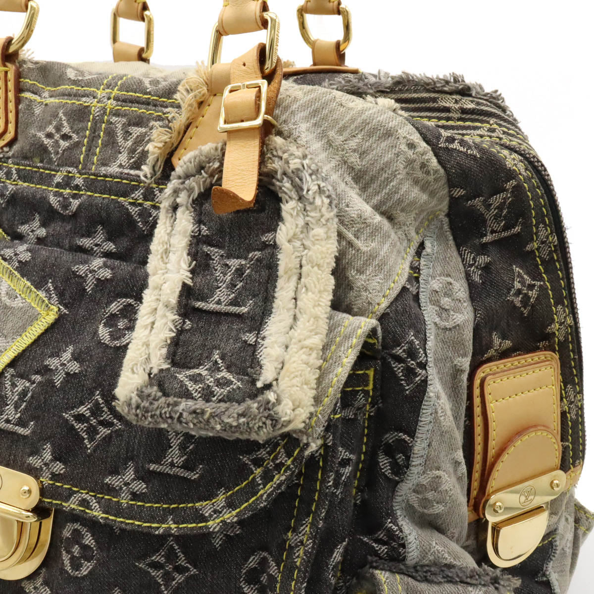 Louis Vuitton Monogram Denim Patchwork Bowie Shoulder Bag Boston Gray Bag M95377