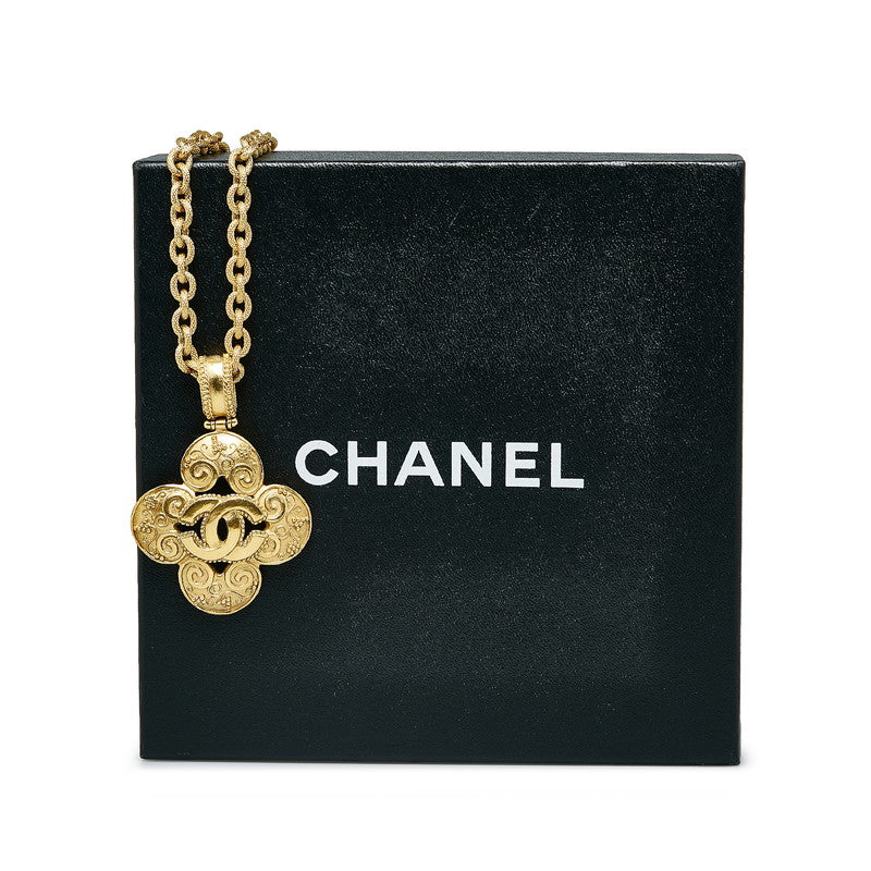 Chanel Vintage Cocomark Clover 項链 Gold Ladies