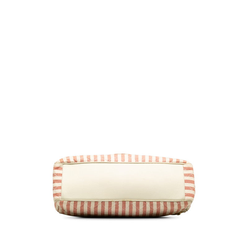 Chanel Decamatrace trip Cocomark Chain Shoulder Bag Pink White Cotton Lady CHANEL [More]