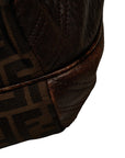 Fendi Zucca Handbag Crocodile 8BR511 Brown Canvas Leather