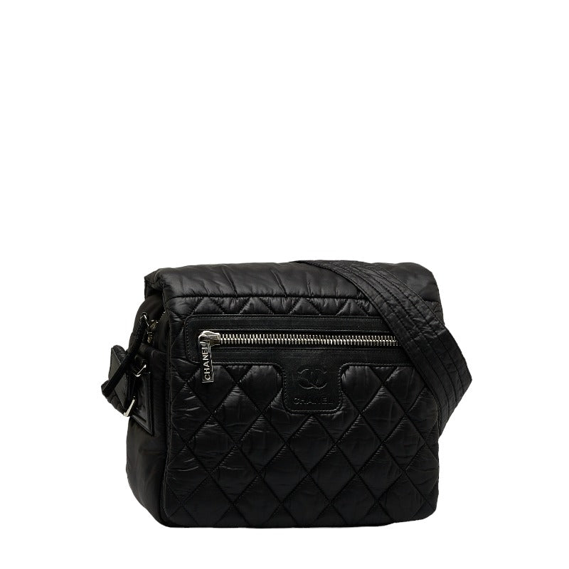 Chanel Coconut Mattress mall Messenger Slipper Shoulder Bag A48616 Black Nylon  CHANEL