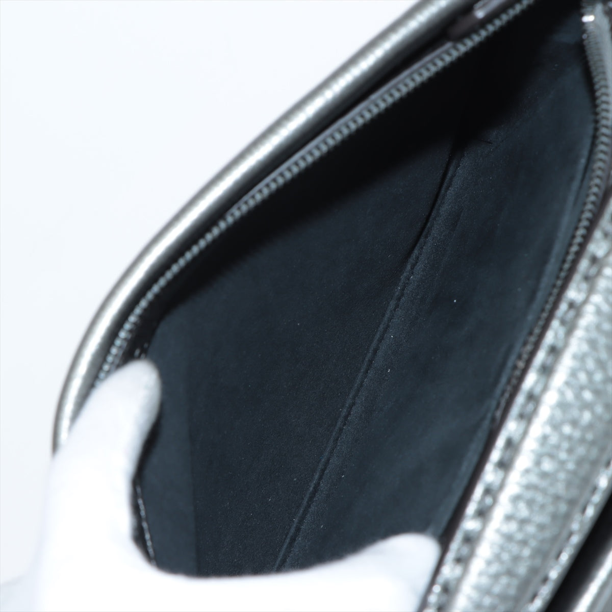 Fendi Selleria Pica Boufit Mini Leather  Pearson 2WAY Handbag Silver 7VA422