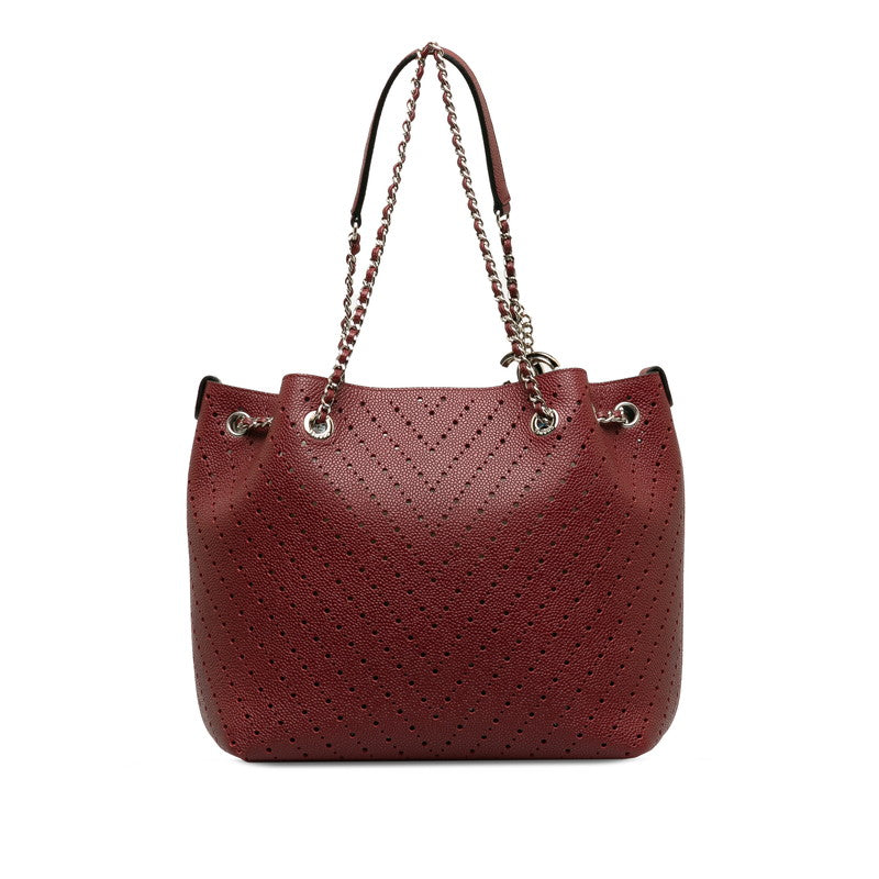 Chanel Cocomark V  Chain houlder Bag Wine Red Leather Lady Chanel