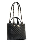 Chanel Chevron V Stick Handbags Shoulder Bag 2WAY Black Leather Ladies CHANEL