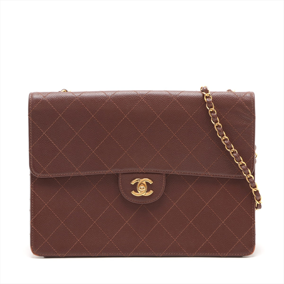 Chanel Matrasse Caviar S Single Flap Single Chain Bag Brown Gold  5th