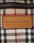 Burberry Nova Check Handbags Mini Boston Bag Beige Raffia Leather Ladies Burberry