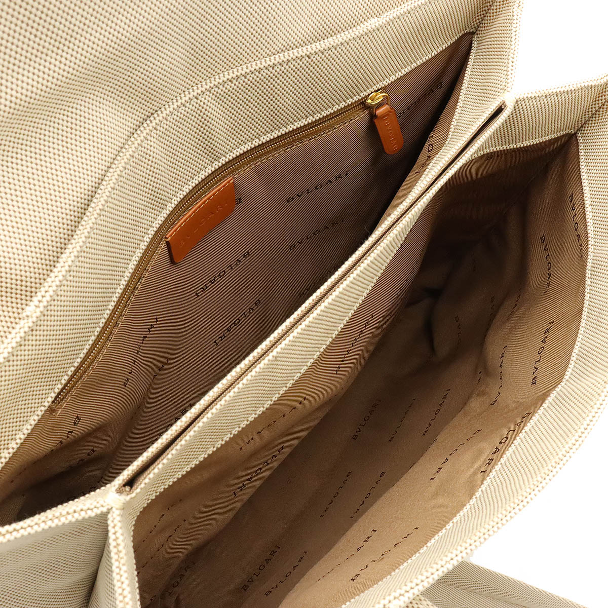 BVLGARI   Bag 2WAY Shoulder Bag Shoulder Bag Shoulder Linen Leather Beige Brown Tea Gold  Blumin