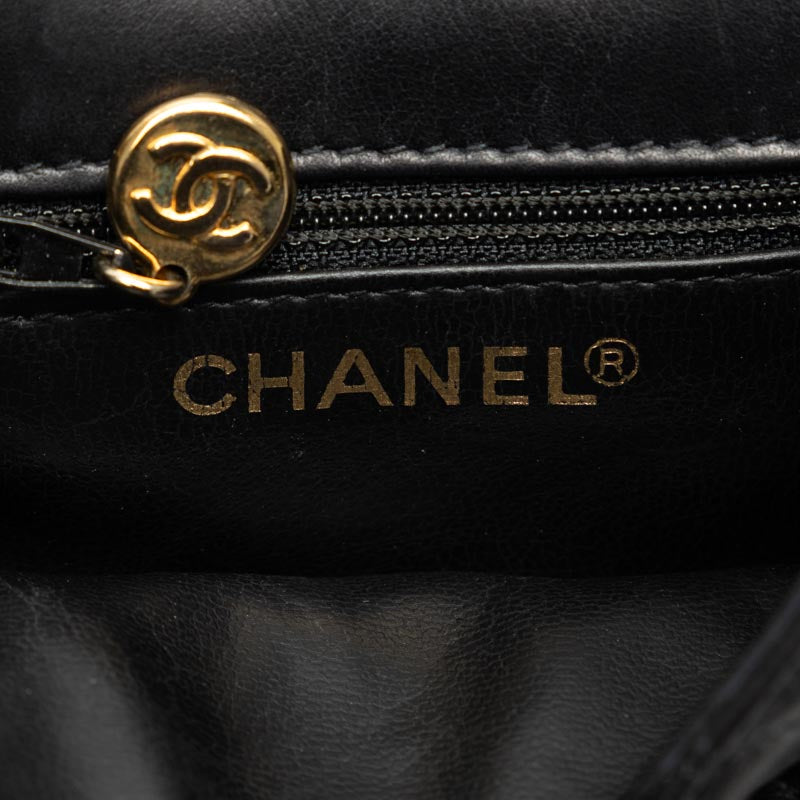 Chanel Matrases Gold Gold Tools Body Bag Black Ram Skin Ladies CHANEL