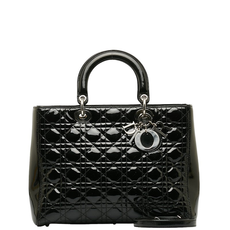 Dior Canary Lady Handbags houlder Bag 2WAY Black Patent Leather  Dior