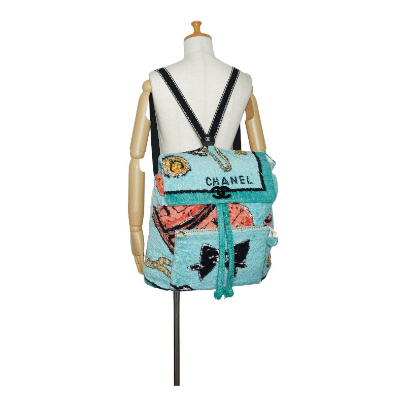 Chanel Pillage Rucksack Backpack Green Multicolor Cotton Lady Chanel