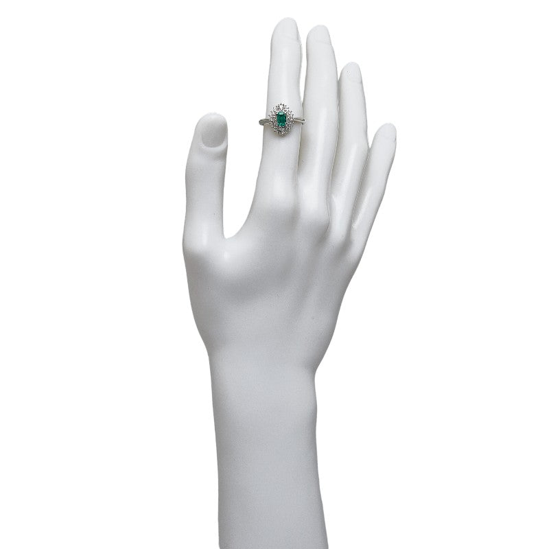 Pt900 Platinum Emerald 0.30ct Diamond 0.40ct Ring Lady No. 14