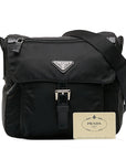 Prada Triangle Logo Plate Bella Sliding Shoulder Bag BT8994 Black Nylon Leather Ladies PRADA [Middle] Ladies