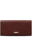 Burberry New Check Long Wallet Wine Red Bordeaux Leather Ladies