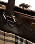 Burberry Bag Handbag Beige Brown Canvas Leather