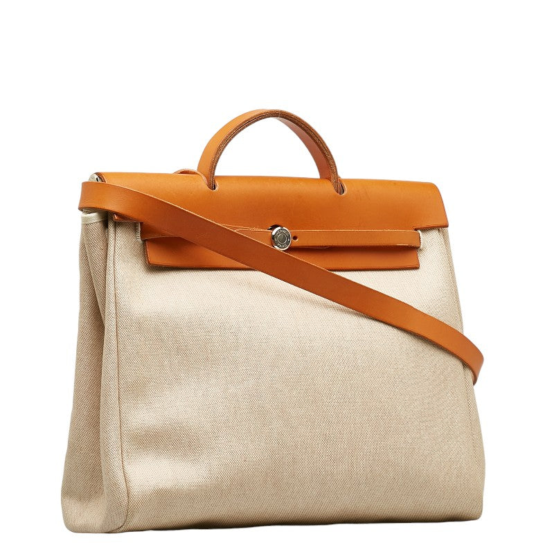 Hermes Herbag MM Handbag Shoulder Bag Canvas Leather