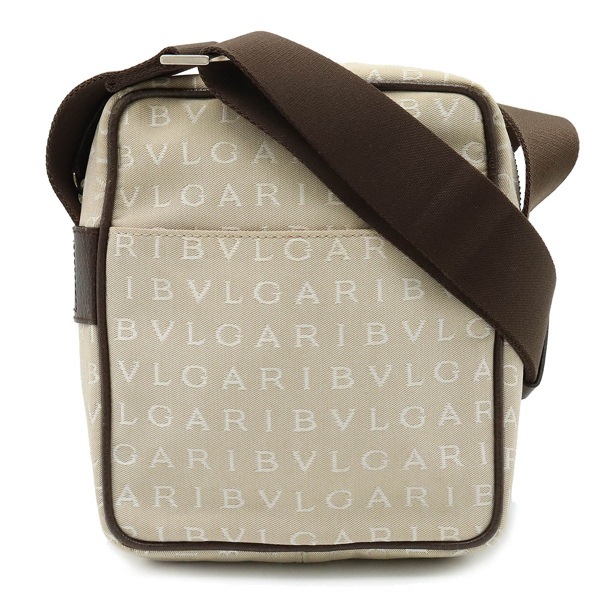 BVLGARI  Logomania Shoulder Bag  Sloping Canvas Leather Beige Dark Brown Tea 22653 (Ancient) Vintage Bluemine/Mosaic Quality