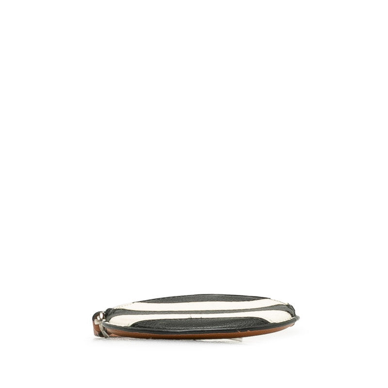 LOEWE Anagram Coin Case in Leather Black White Stripe
