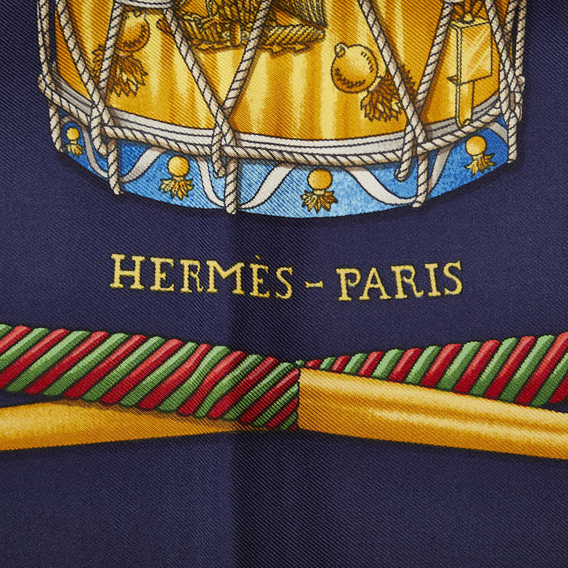Hermes Carré 90 Les TAMBOUR Tambour Drum Sculptor Naïve Multicolor Silk  Hermes