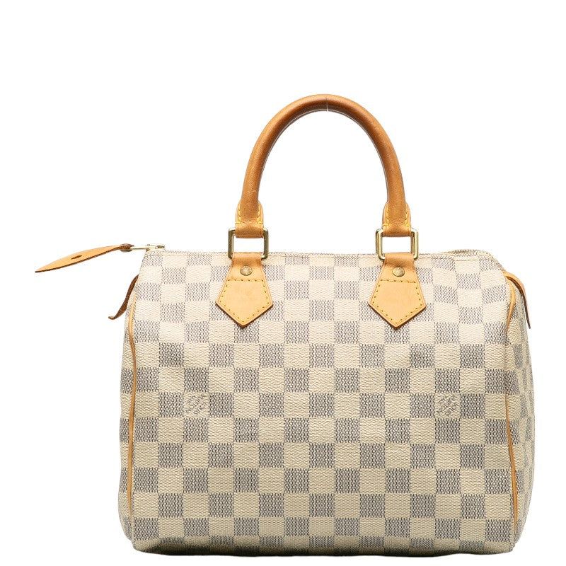 Louis Vuitton Damiere Azur Speed 25 Handbag N41534 White PVC Leather Lady Louis Vuitton