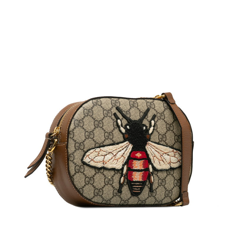 GUCCI Supreme Bee Shoulder Bag in Monogram Brown 409535