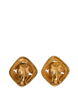 Chanel Vintage Cocomark Flower Card Earring Gold   Chanel