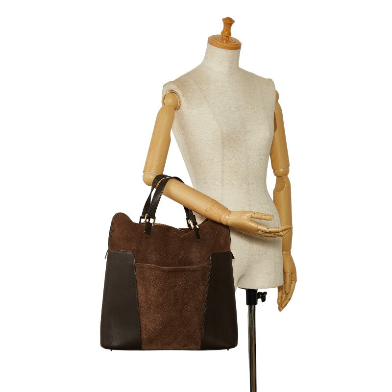 LOEWE Anagram Handbag  Bag Brown Suede Leather