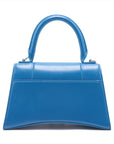 BALENCIAGA Mini Hourglass Handbag in Leather Blue 637372