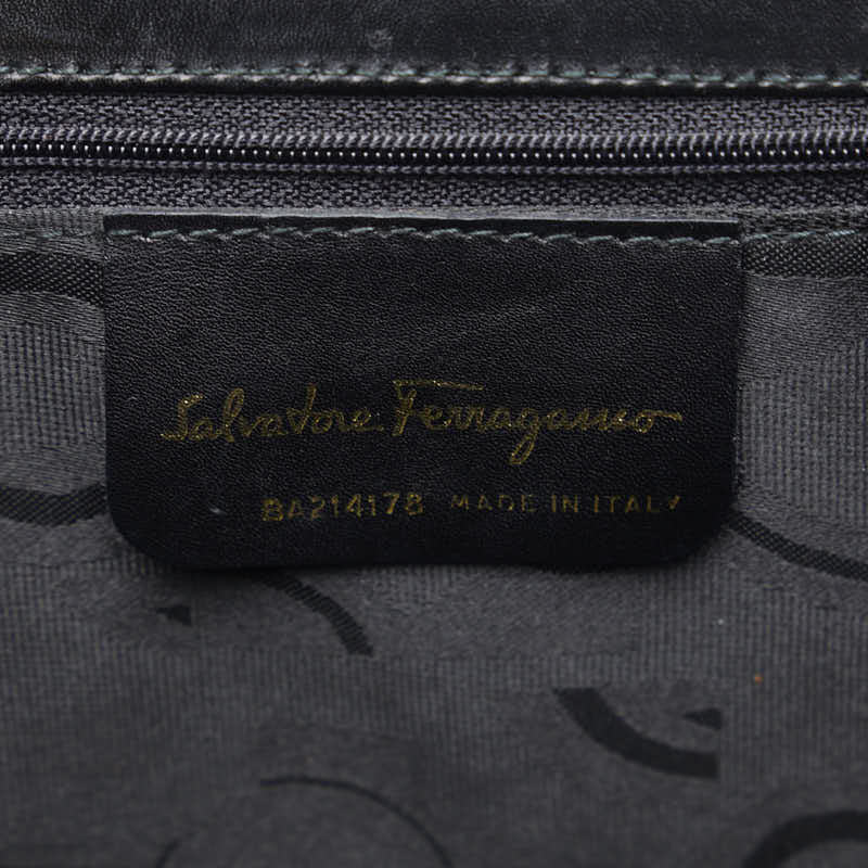 Salvatore Ferragamo 2WAY BA 21 4178 Black Leather Linen  Salvatore Ferragamo