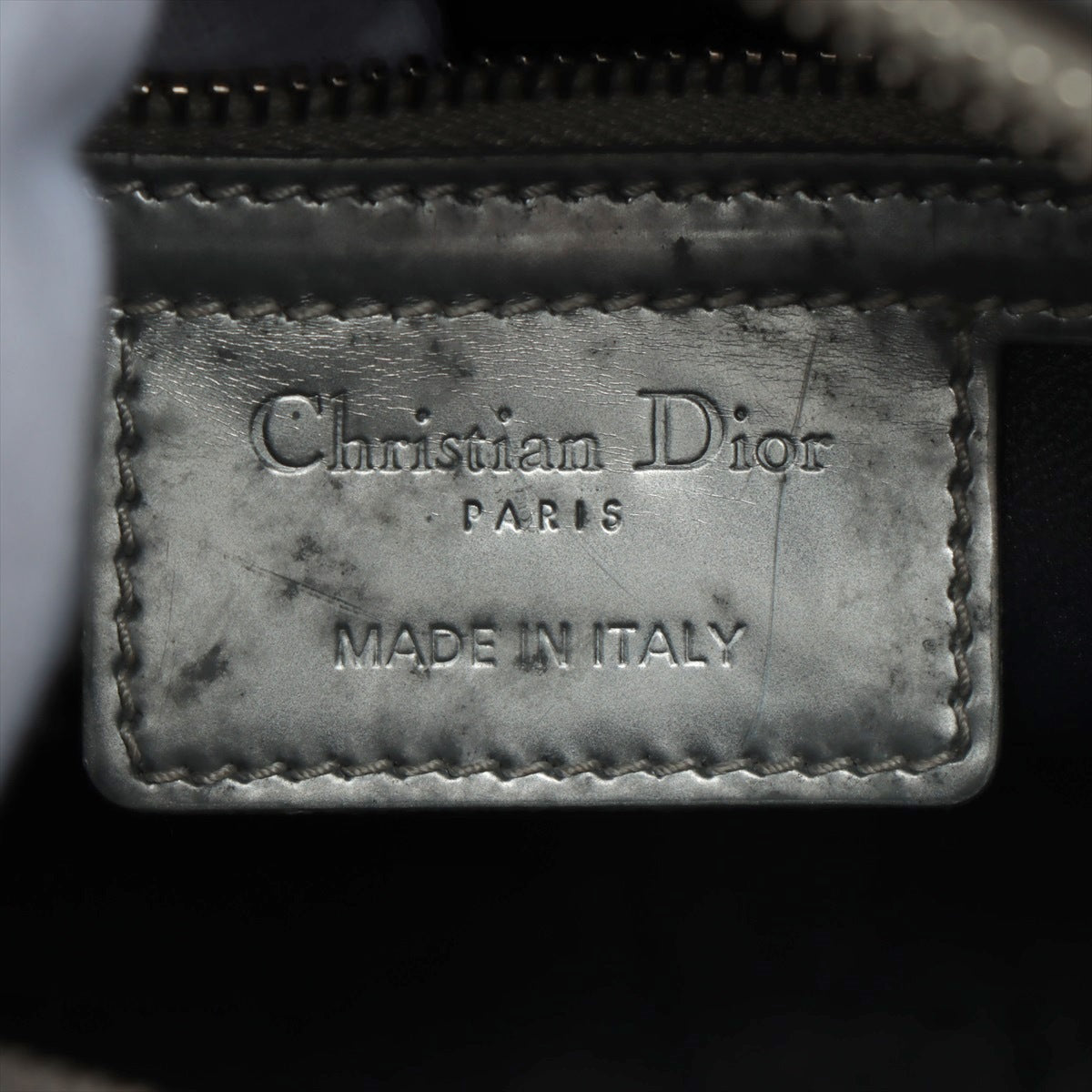 Christian Dior Leather 2WAY Handbag Silver