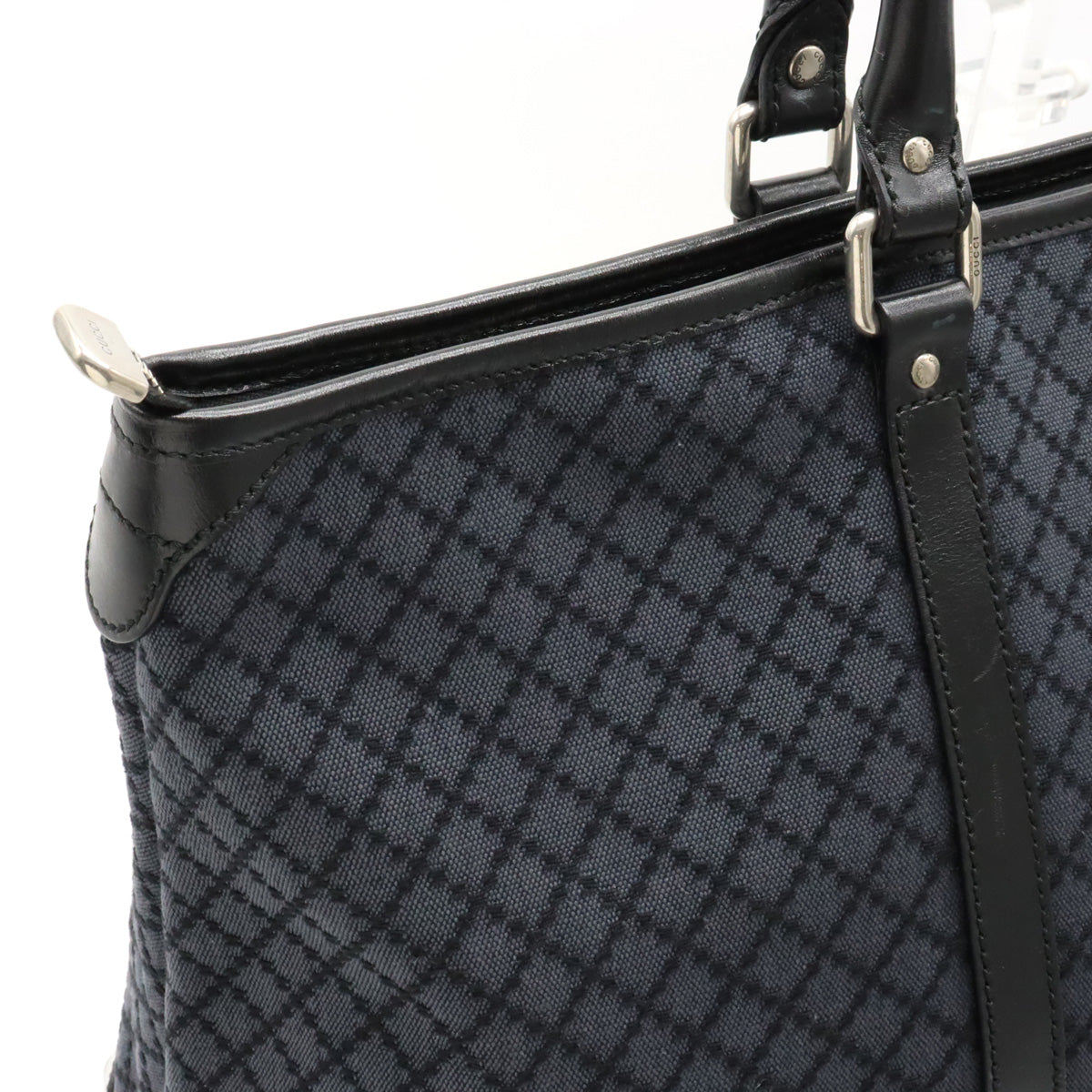 Gucci Diamond Bag Boston Bag Travel Bag Leather Dark Gray 201482