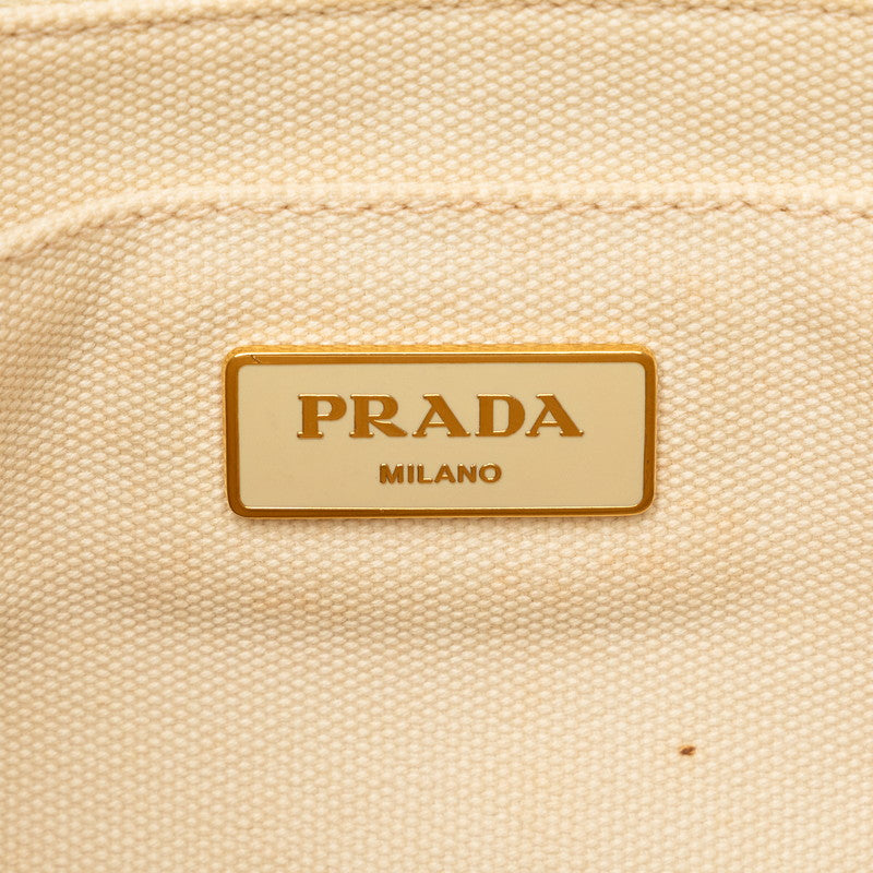 Prada Canapa Mini Handbags Shoulder Bag 2WAY White Linen Lady Prada