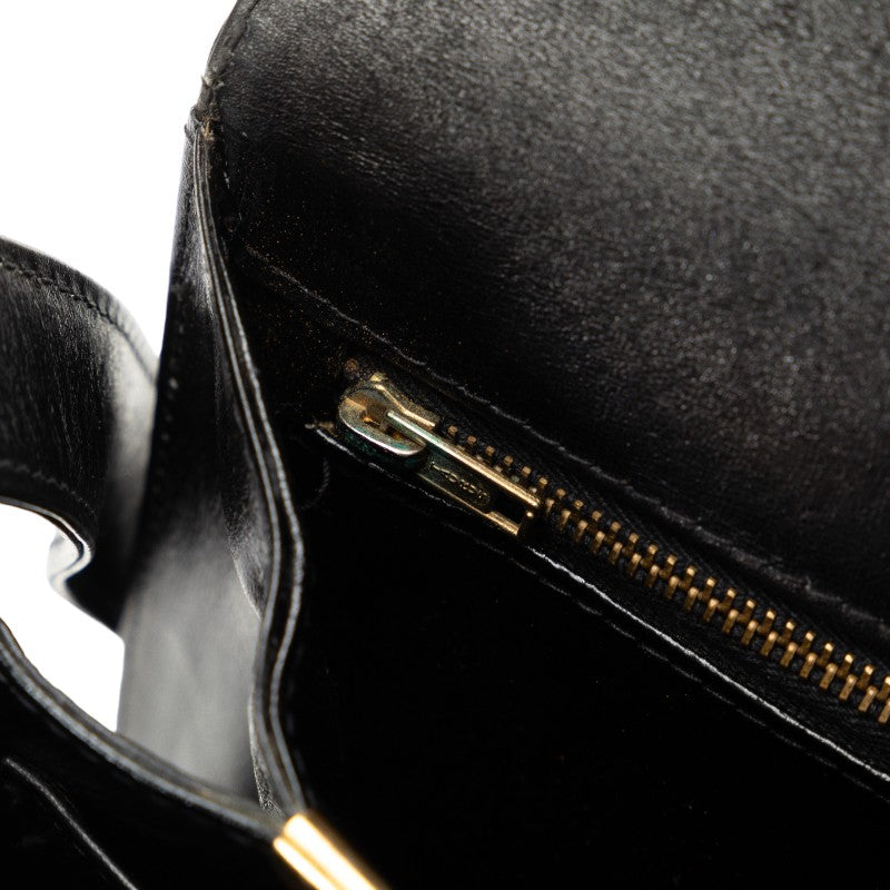Celine Horse Wheel   Shoulder Bag Black Leather  Celine