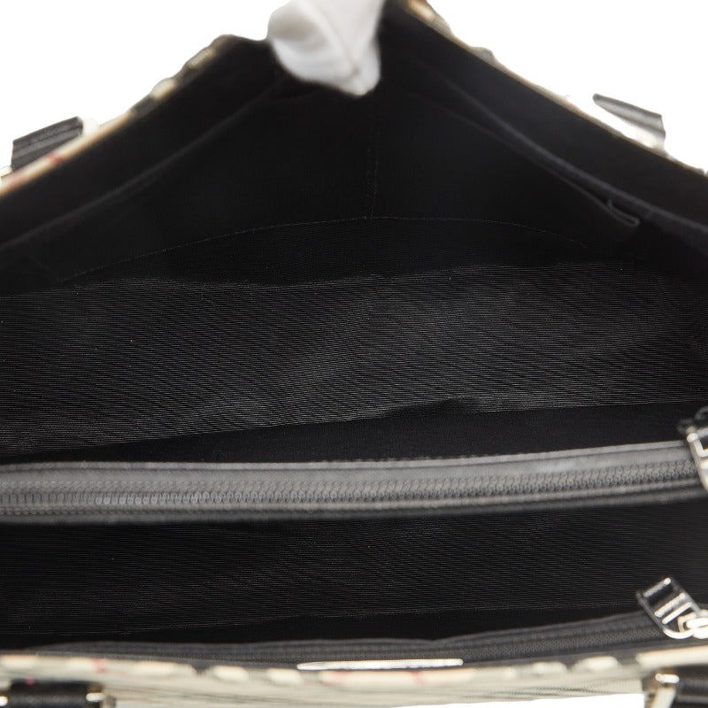 Burberry Nova Check s Bag Beige Black Canvas Leather Ladies Burberry
