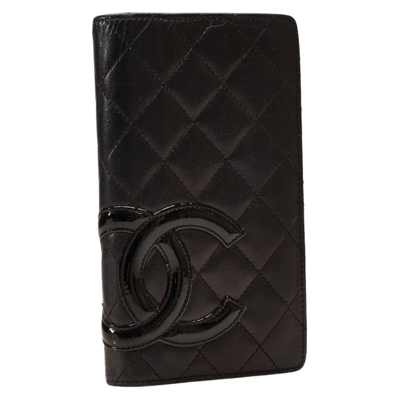 Chanel Combon Line Cocomark Long Wallet Two Foldable Wallet Black Leather Lady CHANEL [Originals]