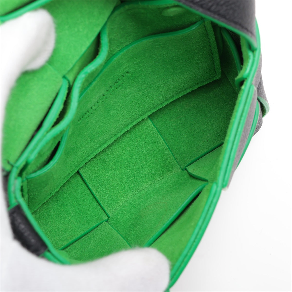 Bottega Veneta Mini Set Leather Shoulder Bag Black X Green