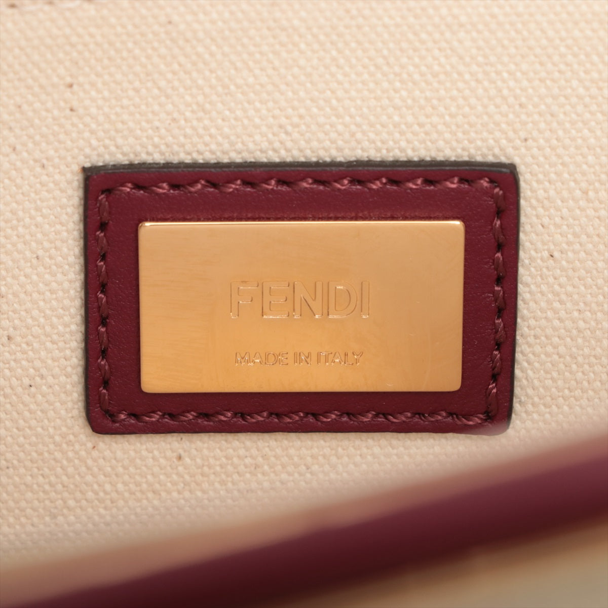 Fendi Peekaboo Regular Canvas  Leather 2WAY Handbag Beige 8BN290