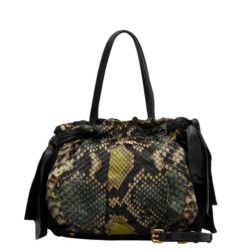PRADA Shoulder Bag in Python Leather 2WAY Black