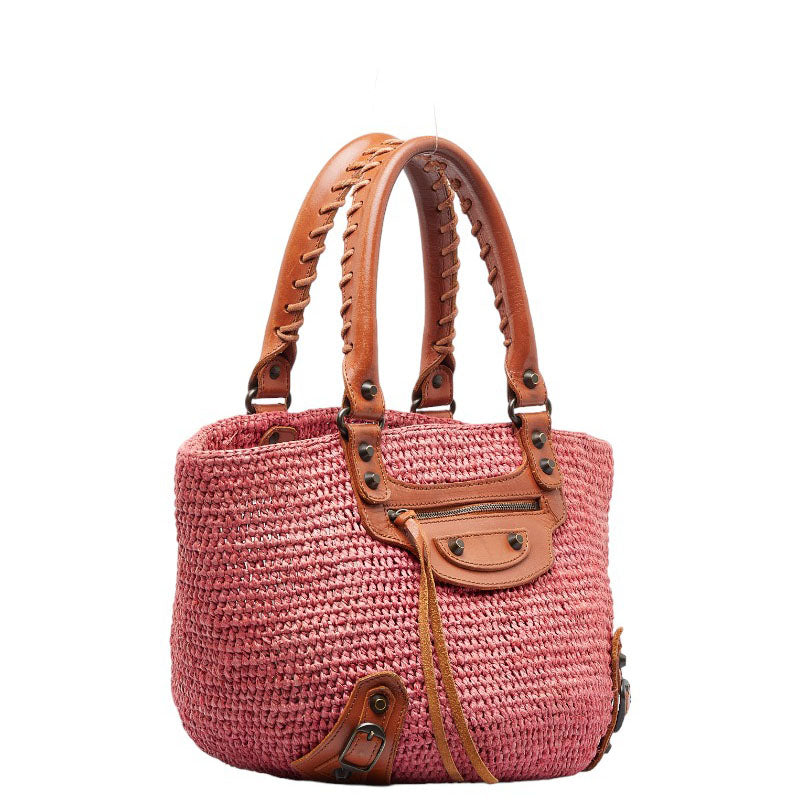 BALENCIAGA VALENCIAGA 236741 Handbags Raffia/Laser Pink Brown Ladies