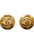 Chanel Vintage Round Coca-Cola Earrings Gold  Ladies Chanel