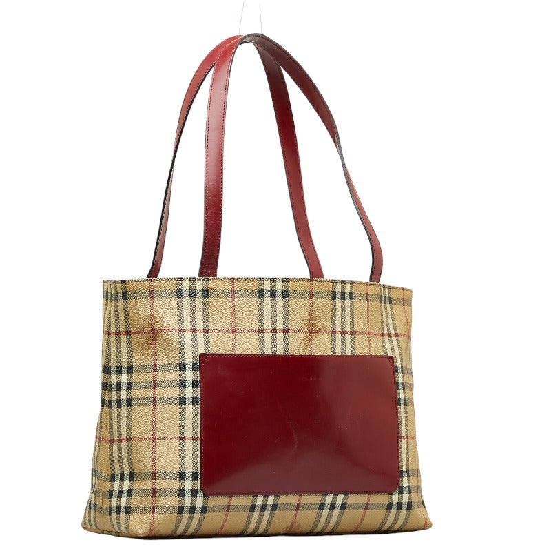 Burberry Nova Check  Shoulder Bag Beige Red PVC Leather