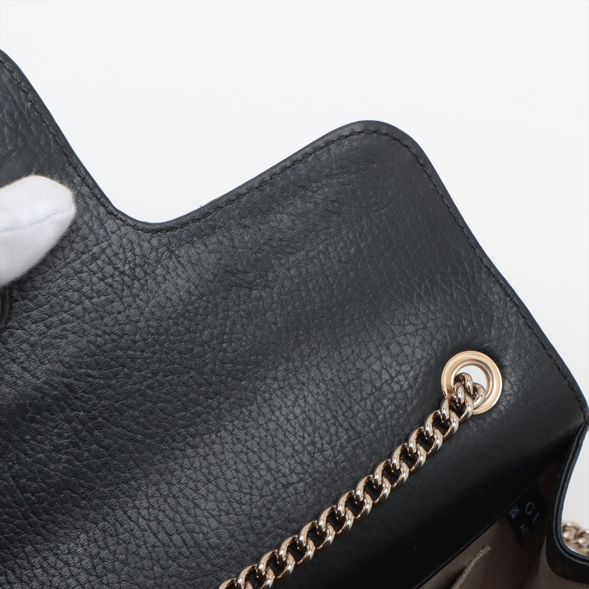 Gucci Interlocg G Leather Chain Shoulder Bag Black 510304