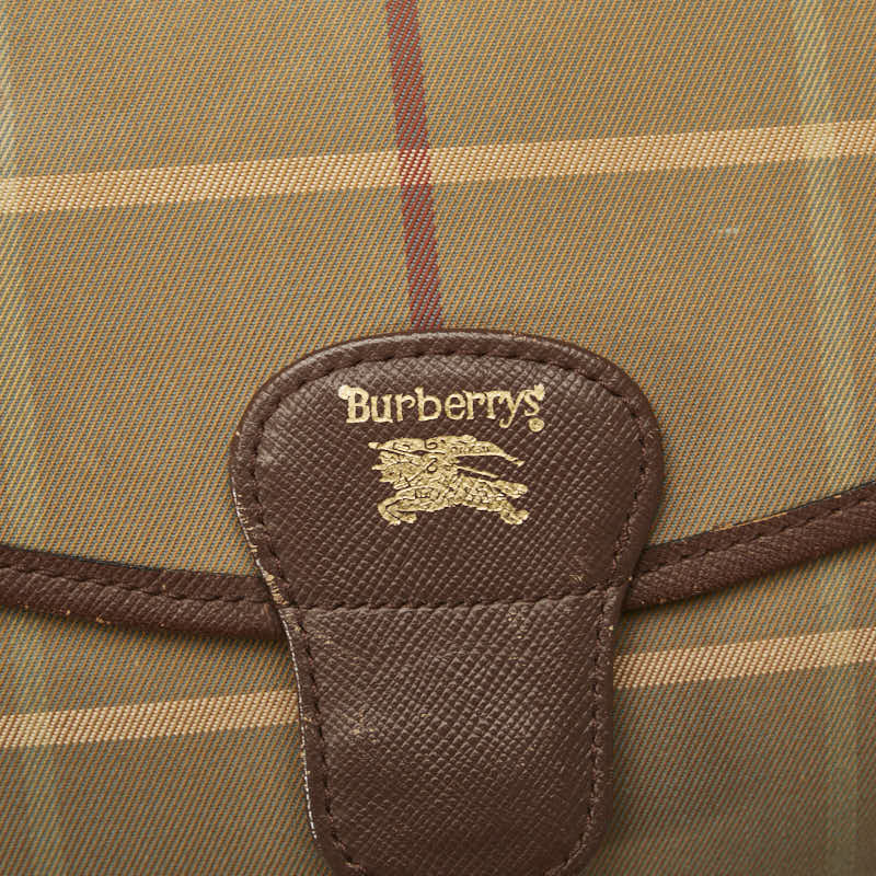 Burberry Check Cracks Bag Karki Brown Canvas Leather  Burberry