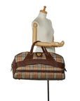 Burberry New Check Boston Bag Travel Bag Beige Brown Canvas Leather  BURBERRY