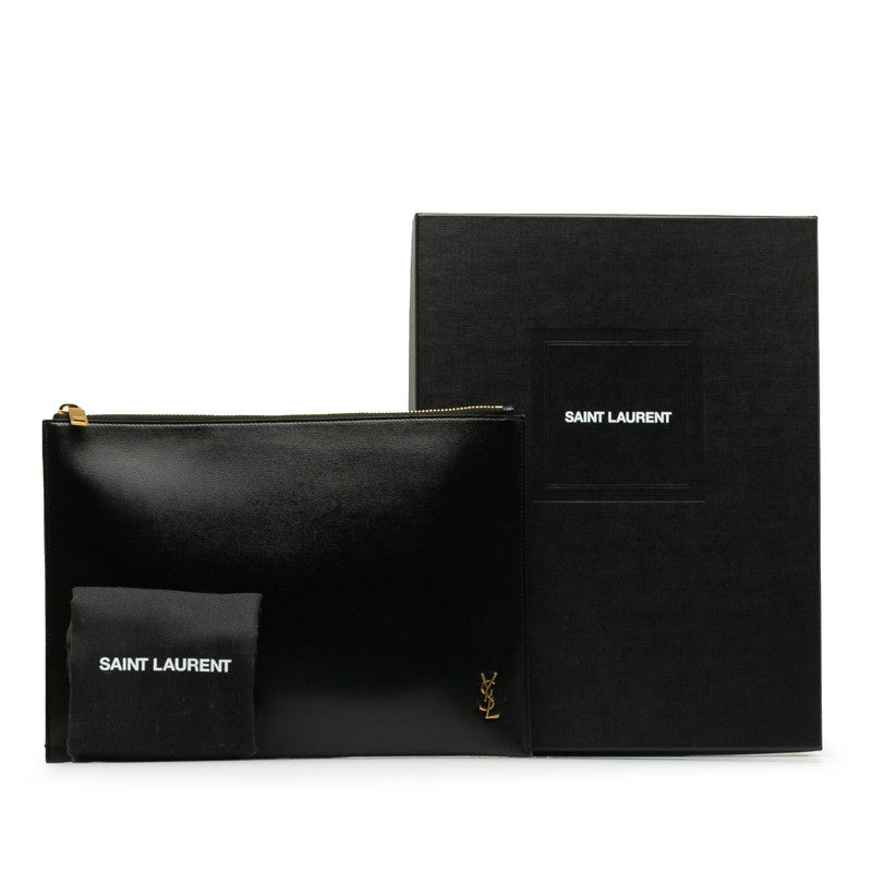607779 Black Carf Leather  Saint Laurent Cracksack