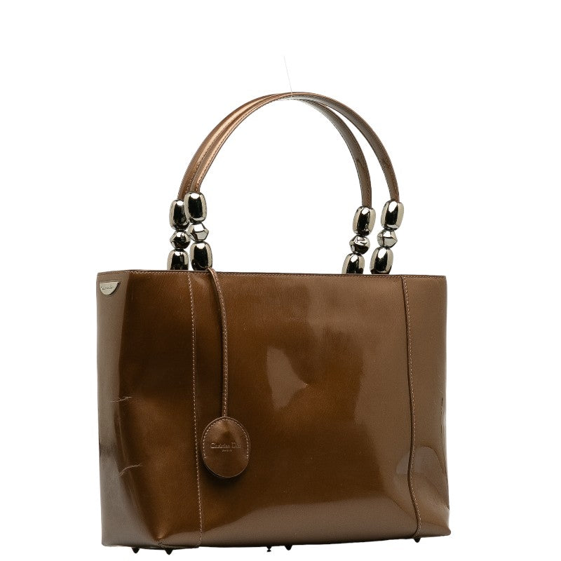 Dior Maris Pearl Handbags 2WAY Brown Patent Leather  Dior
