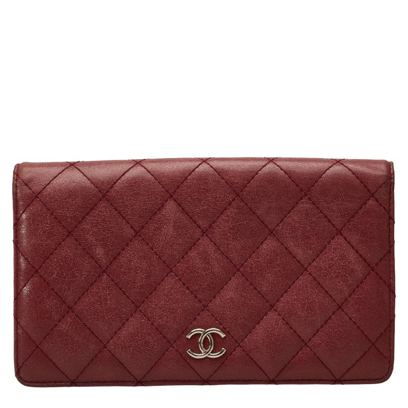 Chanel Matrace Cocomark Long Wallet Two Foldable Wallet Pink Leather Lady Chanel