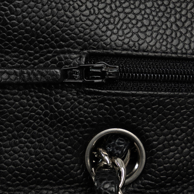 Chanel Matrace 25 Cocomark Double Flap ilver  Chain Shoulder Bag Black Caviar S  CHANEL